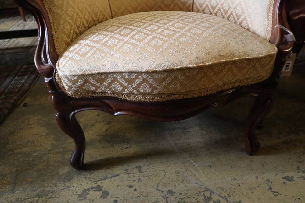 A 19th century French mahogany spoonback armchair